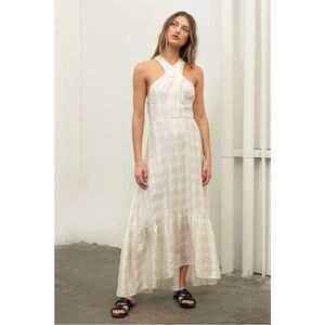 Moon River Plaid Halter Neck Maxi Dress NWT